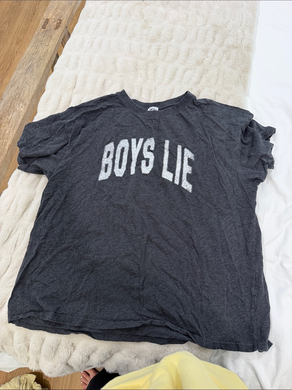 Boys Lie Short Sleeve Tee by Boys Lie - Charcoal with White Print